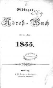 Elbinger Adress-Buch für das Jahr 1855