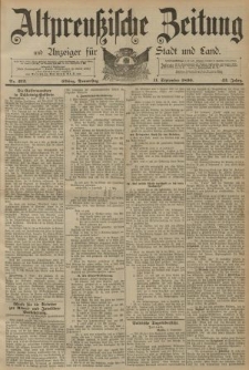 Altpreussische Zeitung, Nr. 212 Donnerstag 11 September 1890, 42. Jahrgang