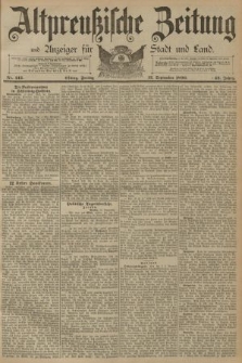 Altpreussische Zeitung, Nr. 213 Freitag 12 September 1890, 42. Jahrgang
