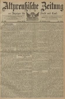 Altpreussische Zeitung, Nr. 213 Freitag 12 September 1890, 42. Jahrgang