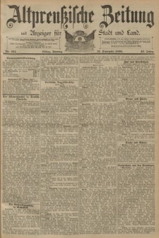 Altpreussische Zeitung, Nr. 221 Sonntag 21 September 1890, 42. Jahrgang