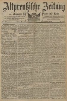 Altpreussische Zeitung, Nr. 224 Donnerstag 25 September 1890, 42. Jahrgang