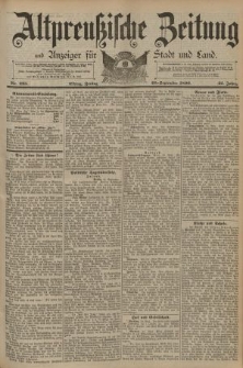 Altpreussische Zeitung, Nr. 225 Freitag 26 September 1890, 42. Jahrgang