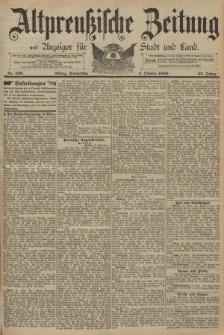 Altpreussische Zeitung, Nr. 230 Donnerstag 2 Oktober 1890, 42. Jahrgang