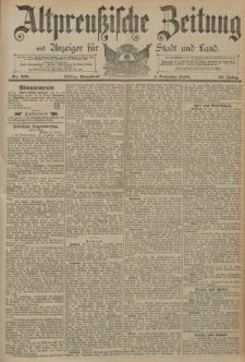 Altpreussische Zeitung, Nr. 256 Sonnabend 1 November 1890, 42. Jahrgang