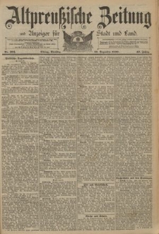 Altpreussische Zeitung, Nr. 294 Dienstag 16 Dezember 1890, 42. Jahrgang