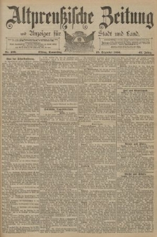 Altpreussische Zeitung, Nr. 296 Donnerstag 18 Dezember 1890, 42. Jahrgang
