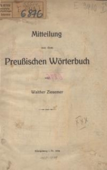 Mitteilung aus dem Preußischen Wörterbuch