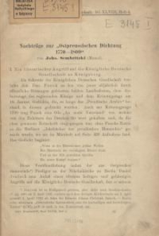 Nachträge zur “Ostpreussischen Dichtung 1770-1800