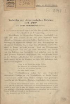 Nachträge zur “Ostpreussischen Dichtung 1770-1800"