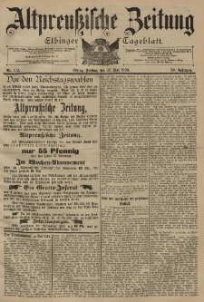Altpreussische Zeitung, Nr. 122 Freitag 27 Mai 1898, 50. Jahrgang