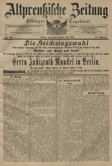 Altpreussische Zeitung, Nr. 138 Donnerstag 16 Juni 1898, 50. Jahrgang