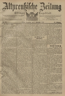 Altpreussische Zeitung, Nr. 216 Donnerstag 15 September 1898, 50. Jahrgang