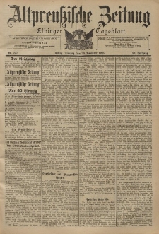 Altpreussische Zeitung, Nr. 279 Dienstag 29 November 1898, 50. Jahrgang