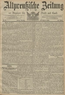 Altpreussische Zeitung, Nr. 9 Dienstag 12 Januar 1892, 44. Jahrgang