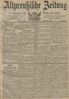 Altpreussische Zeitung, Nr. 18 Freitag 22 Januar 1892, 44. Jahrgang