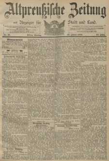 Altpreussische Zeitung, Nr. 20 Sonntag 24 Januar 1892, 44. Jahrgang