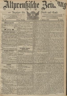 Altpreussische Zeitung, Nr. 27 Dienstag 2 Februar 1892, 44. Jahrgang
