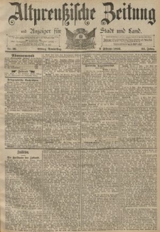 Altpreussische Zeitung, Nr. 29 Donnerstag 4 Februar 1892, 44. Jahrgang