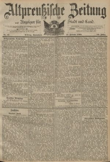 Altpreussische Zeitung, Nr. 37 Sonnabend 13 Februar 1892, 44. Jahrgang