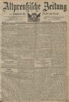 Altpreussische Zeitung, Nr. 37 Sonnabend 13 Februar 1892, 44. Jahrgang
