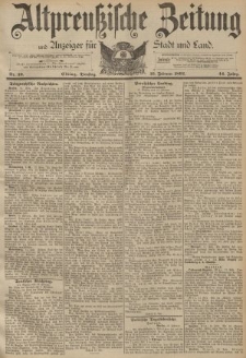 Altpreussische Zeitung, Nr. 39 Dienstag 16 Februar 1892, 44. Jahrgang