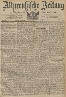 Altpreussische Zeitung, Nr. 41 Donnerstag 18 Februar 1892, 44. Jahrgang