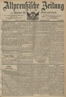 Altpreussische Zeitung, Nr. 43 Sonnabend 20 Februar 1892, 44. Jahrgang