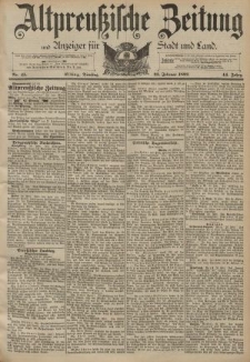 Altpreussische Zeitung, Nr. 45 Dienstag 23 Februar 1892, 44. Jahrgang