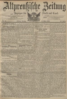 Altpreussische Zeitung, Nr. 63 Dienstag 15 März 1892, 44. Jahrgang
