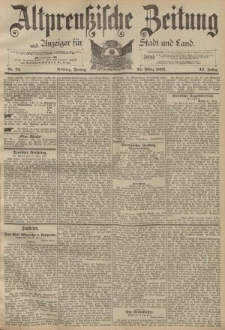 Altpreussische Zeitung, Nr. 72 Freitag 25 März 1892, 44. Jahrgang