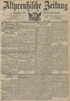 Altpreussische Zeitung, Nr. 79 Sonnabend 2 April 1892, 44. Jahrgang