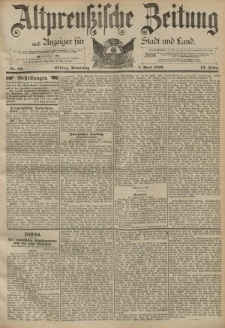 Altpreussische Zeitung, Nr. 83 Donnerstag 7 April 1892, 44. Jahrgang