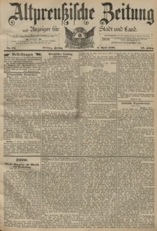 Altpreussische Zeitung, Nr. 84 Freitag 8 April 1892, 44. Jahrgang