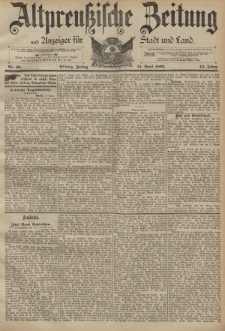 Altpreussische Zeitung, Nr. 90 Freitag 15 April 1892, 44. Jahrgang