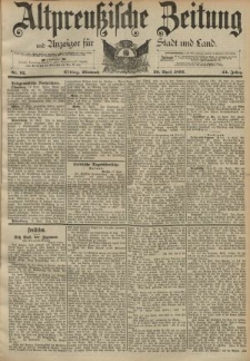 Altpreussische Zeitung, Nr. 92 Mittwoch 20 April 1892, 44. Jahrgang