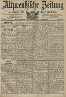 Altpreussische Zeitung, Nr. 93 Donnerstag 21 April 1892, 44. Jahrgang