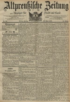 Altpreussische Zeitung, Nr. 94 Freitag 22 April 1892, 44. Jahrgang