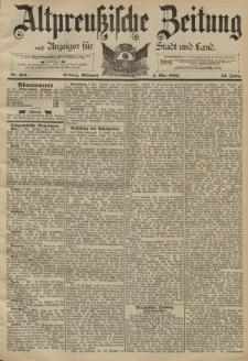 Altpreussische Zeitung, Nr. 104 Mittwoch 4 Mai 1892, 44. Jahrgang