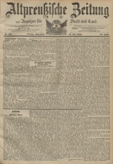 Altpreussische Zeitung, Nr. 112 Sonnabend 14 Mai 1892, 44. Jahrgang