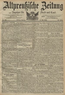 Altpreussische Zeitung, Nr. 113 Sonntag 15 Mai 1892, 44. Jahrgang