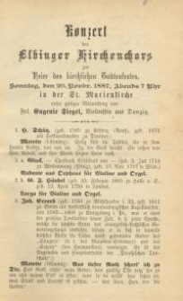 Konzert des Elbinger Kirchenchors zur Feier des kirchlichen …1887