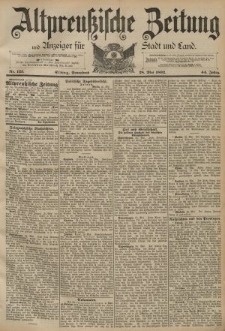 Altpreussische Zeitung, Nr. 123 Sonnabned 28 Mai 1892, 44. Jahrgang