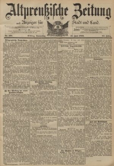 Altpreussische Zeitung, Nr. 138 Donnerstag 16 Juni 1892, 44. Jahrgang