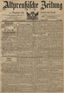 Altpreussische Zeitung, Nr. 180 Donnerstag 4 August 1892, 44. Jahrgang