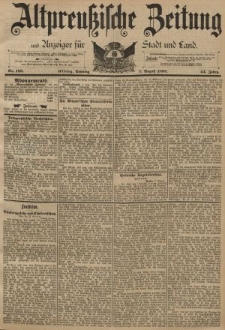 Altpreussische Zeitung, Nr. 183 Sonntag 7 August 1892, 44. Jahrgang