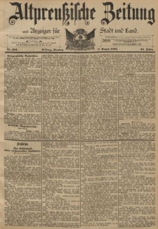 Altpreussische Zeitung, Nr. 184 Dienstag 9 August 1892, 44. Jahrgang