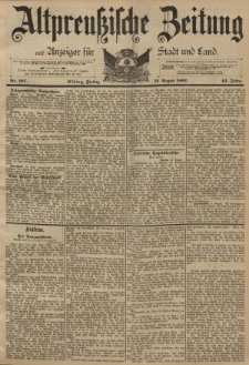 Altpreussische Zeitung, Nr. 187 Freitag 12 August 1892, 44. Jahrgang