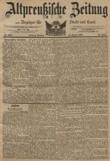 Altpreussische Zeitung, Nr. 189 Sonntag 14 August 1892, 44. Jahrgang