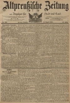 Altpreussische Zeitung, Nr. 190 Dienstag 16 August 1892, 44. Jahrgang